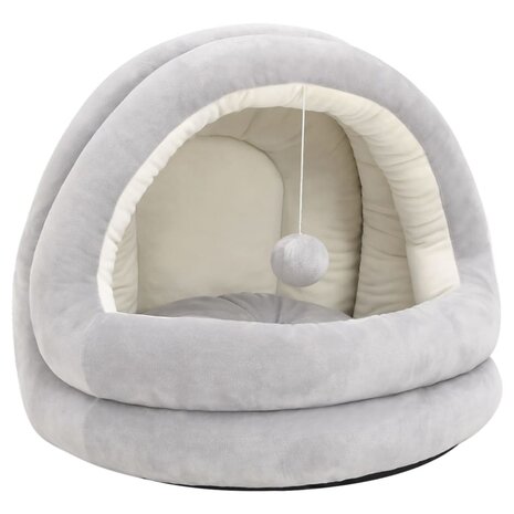 Kattenmand 40x40x35 cm grijs en crèmekleurig 2