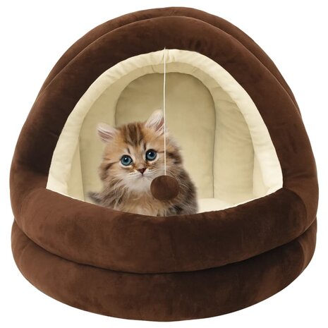 Kattenmand 40x40x35 cm bruin en crèmekleurig 1