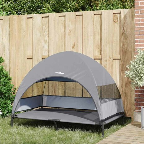 Verhoogd Hondenbed Lichtgrijs 127 x 81 x 108 cm Stof en Staal 3