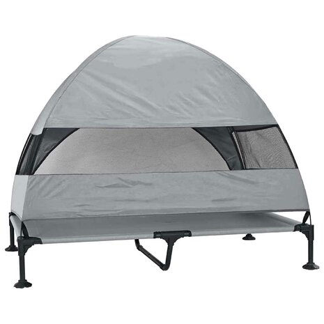 Verhoogd Hondenbed Lichtgrijs 127 x 81 x 108 cm Stof en Staal 6