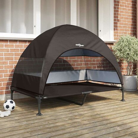 Verhoogd Hondenbed Bruin 127 x 81 x 108 cm Stof en Staal 1