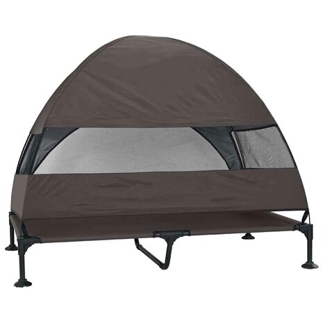Verhoogd Hondenbed Bruin 127 x 81 x 108 cm Stof en Staal 6