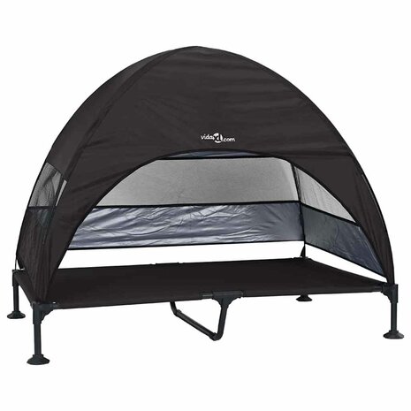 Verhoogd Hondenbed Zwart 127 x 81 x 108 cm Stof en Staal 2