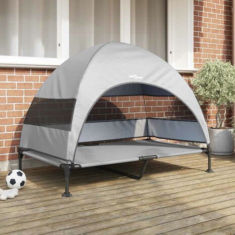 Verhoogd Hondenbed Zilvergrijs 127 x 81 x 108 cm Stof en Staal 1