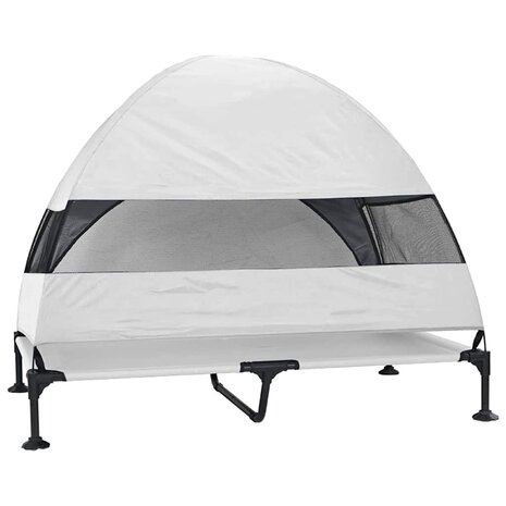 Verhoogd Hondenbed Zilvergrijs 127 x 81 x 108 cm Stof en Staal 6