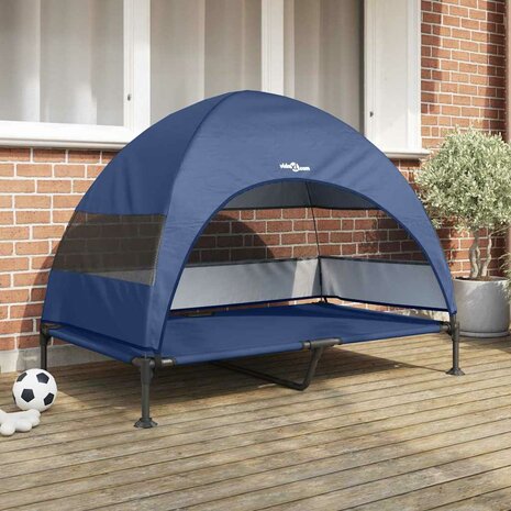 Verhoogd Hondenbed Marineblauw 127 x 81 x 108 cm Stof en Staal 1