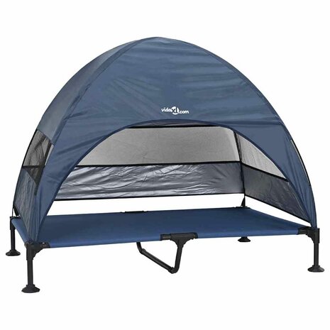Verhoogd Hondenbed Marineblauw 127 x 81 x 108 cm Stof en Staal 2