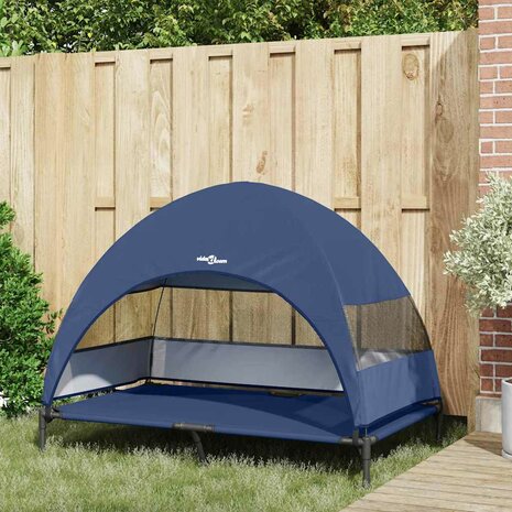 Verhoogd Hondenbed Marineblauw 127 x 81 x 108 cm Stof en Staal 3