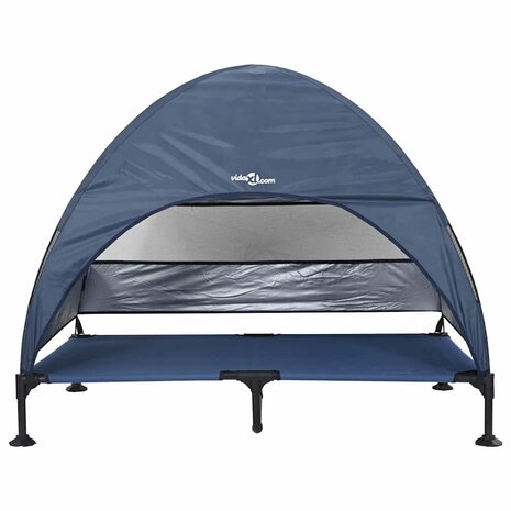 Verhoogd Hondenbed Marineblauw 127 x 81 x 108 cm Stof en Staal 4
