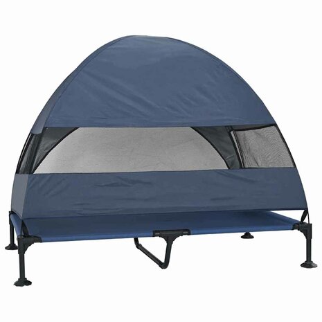 Verhoogd Hondenbed Marineblauw 127 x 81 x 108 cm Stof en Staal 6