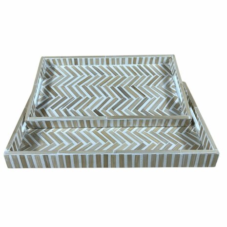Snackdienblad Home ESPRIT Wit Bruin Tropisch 46 x 27 x 4,5 cm (2 Stuks) 2