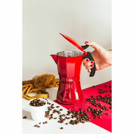 Percolator JATA Cafetera de inducción roja vulcano Rood Aluminium 12 Koppar (1 Stuks) 5