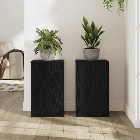 Plantenstandaard 2 pcs Zwart eiken 30 x 30 x 50 cm Bewerkt hout 4
