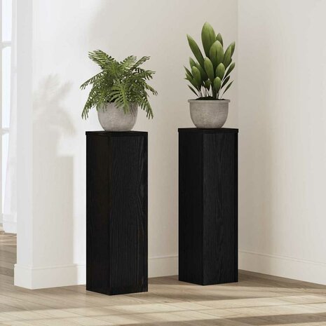 Plantenstandaard 2 pcs Zwart eiken 17 x 17 x 60 cm Bewerkt hout 1
