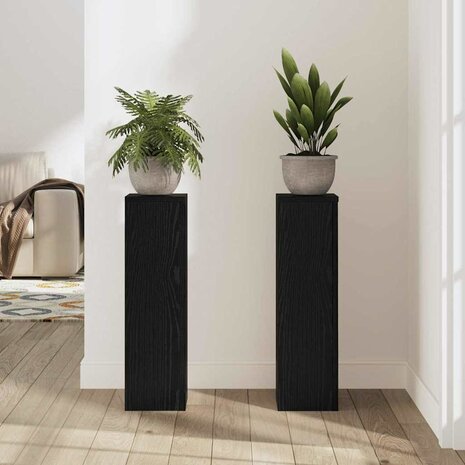 Plantenstandaard 2 pcs Zwart eiken 17 x 17 x 60 cm Bewerkt hout 4