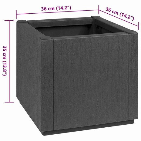Tuin Bloempot Antraciet 36 x 36 x 35 cm Polypropyleen 9