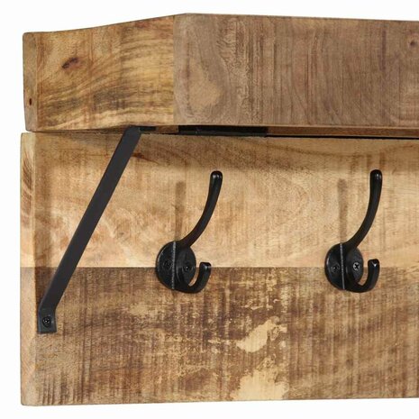 Kapstok met plank Bruin 73 x 19 x 23 cm Massief mangohout 7