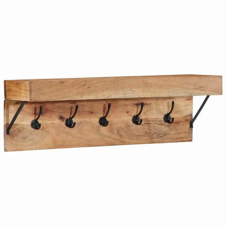 Kapstok met plank Bruin 73 x 19 x 23 cm Massief acaciahout 1