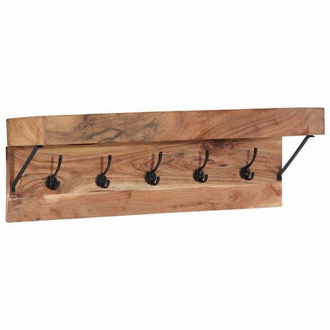 Kapstok met plank Bruin 73 x 19 x 23 cm Massief acaciahout 2
