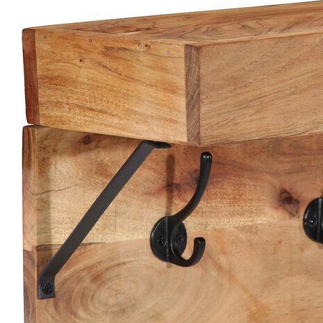 Kapstok met plank Bruin 73 x 19 x 23 cm Massief acaciahout 7
