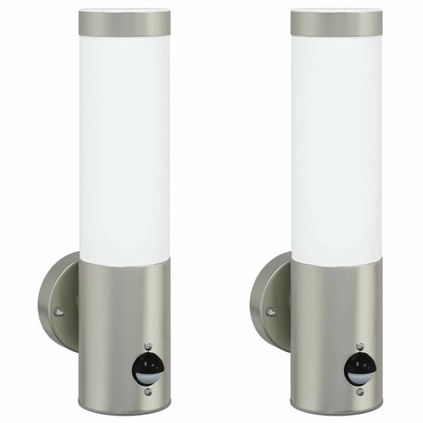 Buitenwandlampen 2 pcs Zilver 12 x 7.5 x 29 cm Roestvrij staal 2