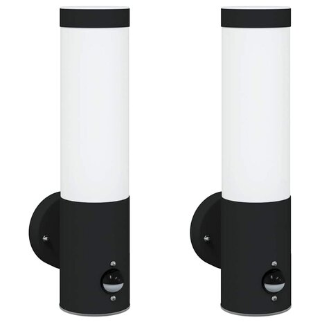 Buitenwandlampen 2 pcs Zwart 12 x 7.5 x 29 cm Roestvrij staal 2