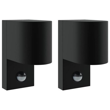 Buitenwandlampen 2 pcs Zwart 12 x 7 x 15 cm Roestvrij staal 2