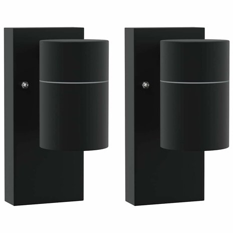Buitenwandlampen 2 pcs Zwart 6.5 x 10.5 x 16 cm Roestvrij staal 2