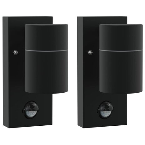 Buitenwandlampen 2 pcs Zwart 6.5 x 10.5 x 16 cm Roestvrij staal 2
