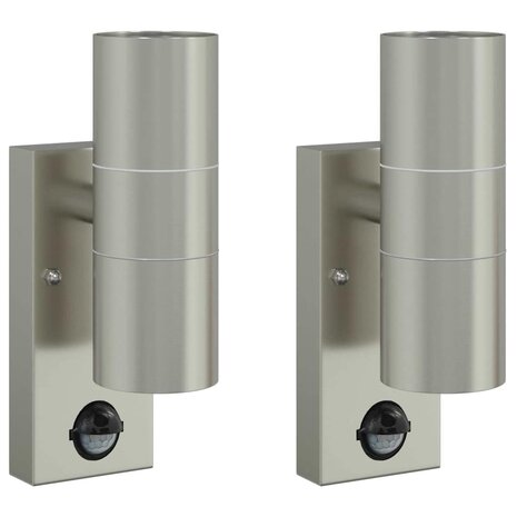 Buitenwandlampen 2 pcs Zilver 7 x 10 x 22 cm Roestvrij staal 2
