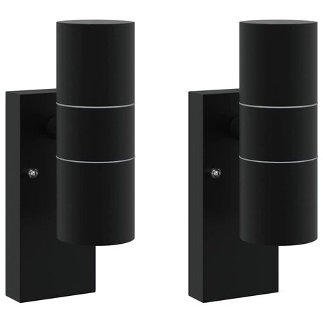 Buitenwandlampen 2 pcs Zwart 7 x 10 x 22 cm Roestvrij staal 2