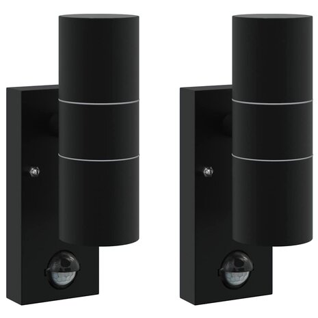 Buitenwandlampen 2 pcs Zwart 7 x 10 x 22 cm Roestvrij staal 2