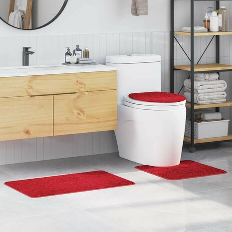 Antislip Badmat Set 3 pcs Rood 50 x 50 cm PP 1