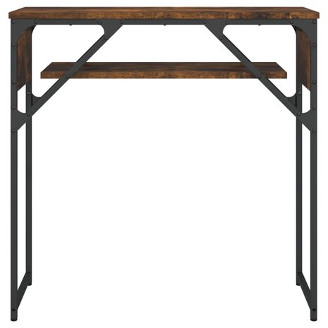 Wandtafel met schap 75x30x75 cm bewerkt hout gerookt eiken 4