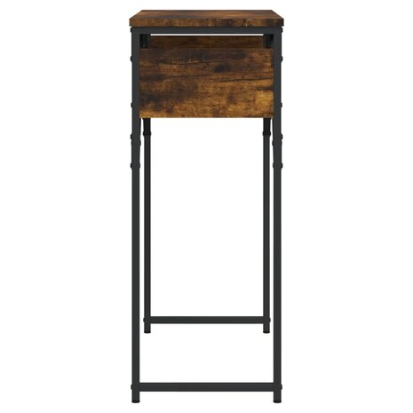 Wandtafel met schap 75x30x75 cm bewerkt hout gerookt eiken 5