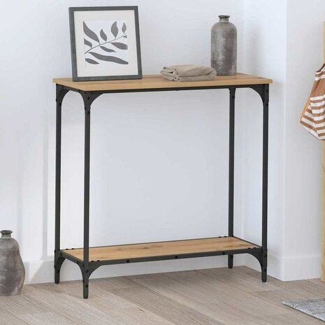 Wandtafel met plank artisanaal eikenkleurig 75 x 30.5 x 75 cm 1