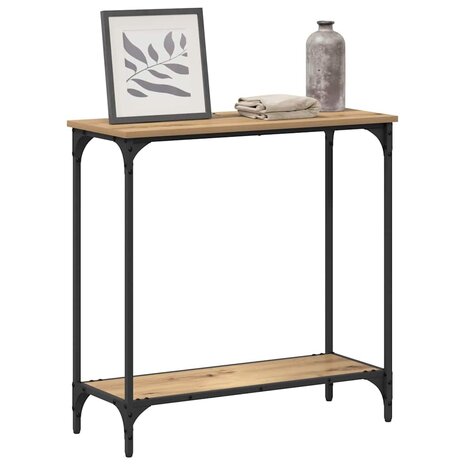Wandtafel met plank artisanaal eikenkleurig 75 x 30.5 x 75 cm 3