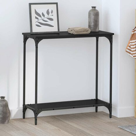 Wandtafel met plank Zwart eiken 75 x 30.5 x 75 cm Bewerkt hout 1