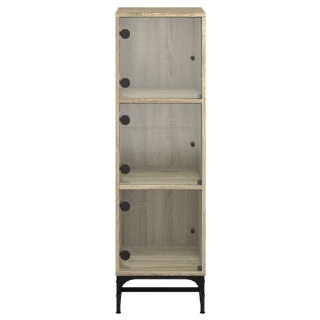 Hoge kast met glazen deuren 35x37x120 cm sonoma eikenkleurig 6