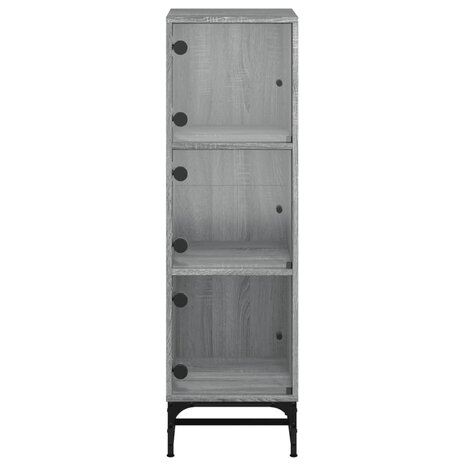 Hoge kast met glazen deuren 35x37x120 cm grijs sonoma eiken 6