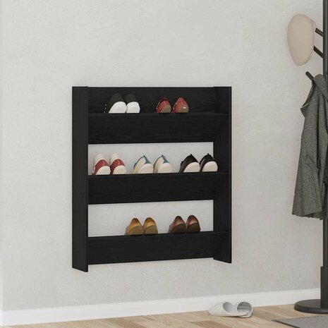 Wand Schoenenkast met plank 2 pcs Zwart eiken 80 x 18 x 90 cm 1