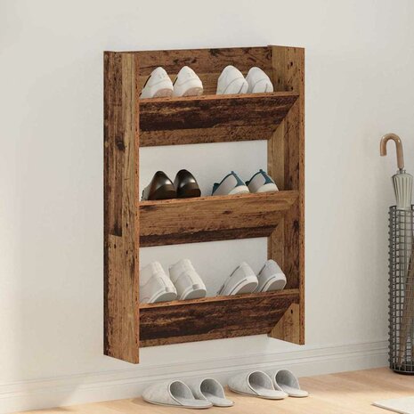Wand Schoenenkasten met plank Anders Oud hout Bewerkt hout 1