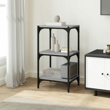 Boekenkast 40x33x70,5 cm hout en staal grijs sonoma eikenkleur 3