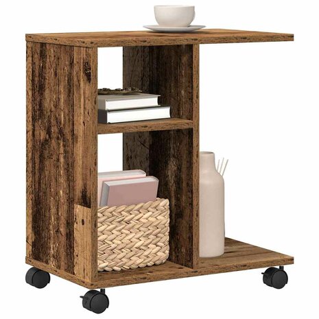 Bijzettafel met plank Oud hout 50 x 30 x 55 cm Bewerkt hout 3