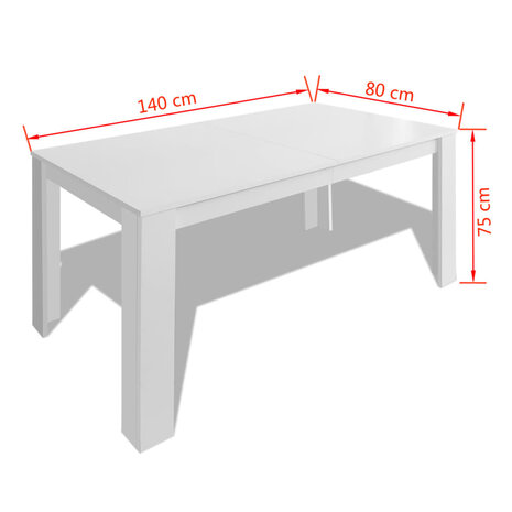 Eettafel 140x80x75 cm wit 5