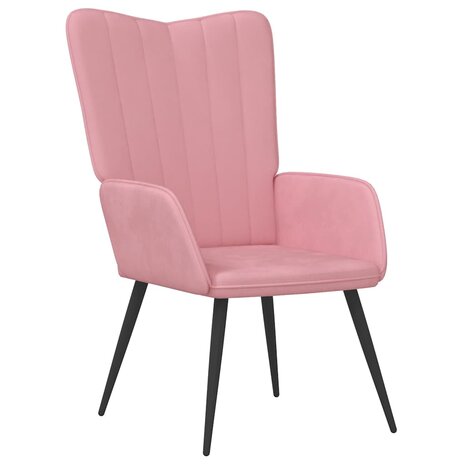 Relaxstoel fluweel roze 2
