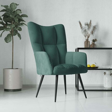 Relaxstoel fluweel donkergoen 1
