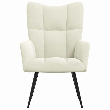 Relaxstoel fluweel crèmewit 3