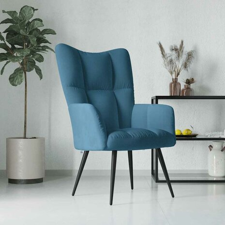 Relaxstoel fluweel blauw 1