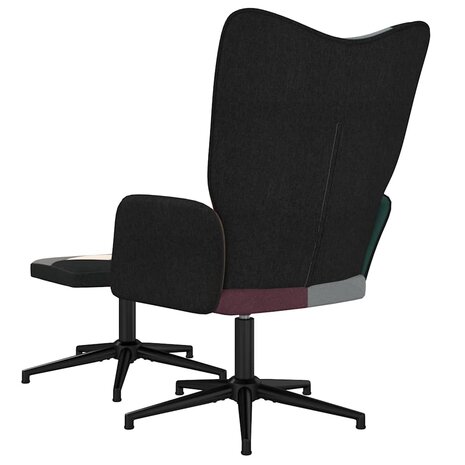 Relaxstoel met voetenbank patchwork stof 5